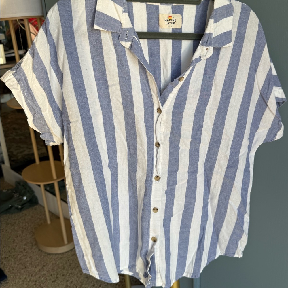 Marine Layer Blue and White Striped Shirt